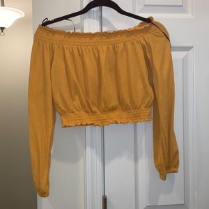 Yellow off the shoulder blouse